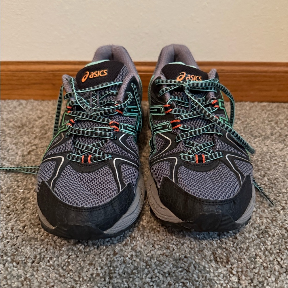 ASICS Gray and Teal Athletic Shoes